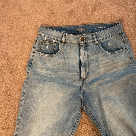 DL1961 Blue Flare Wide Leg Jeans with Frayed Hem - Picture 3 of 9